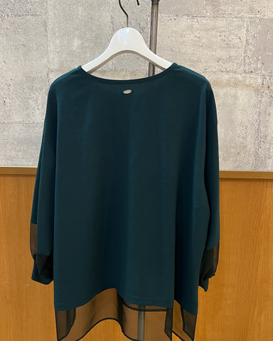 BLUE FRONCE<br>シアー切替POブラウス