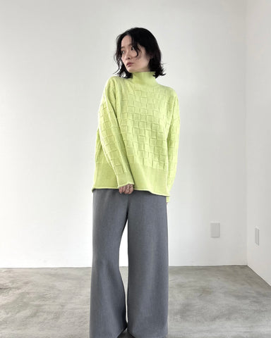 mink chair<br> ブロックパターンハイネックニット