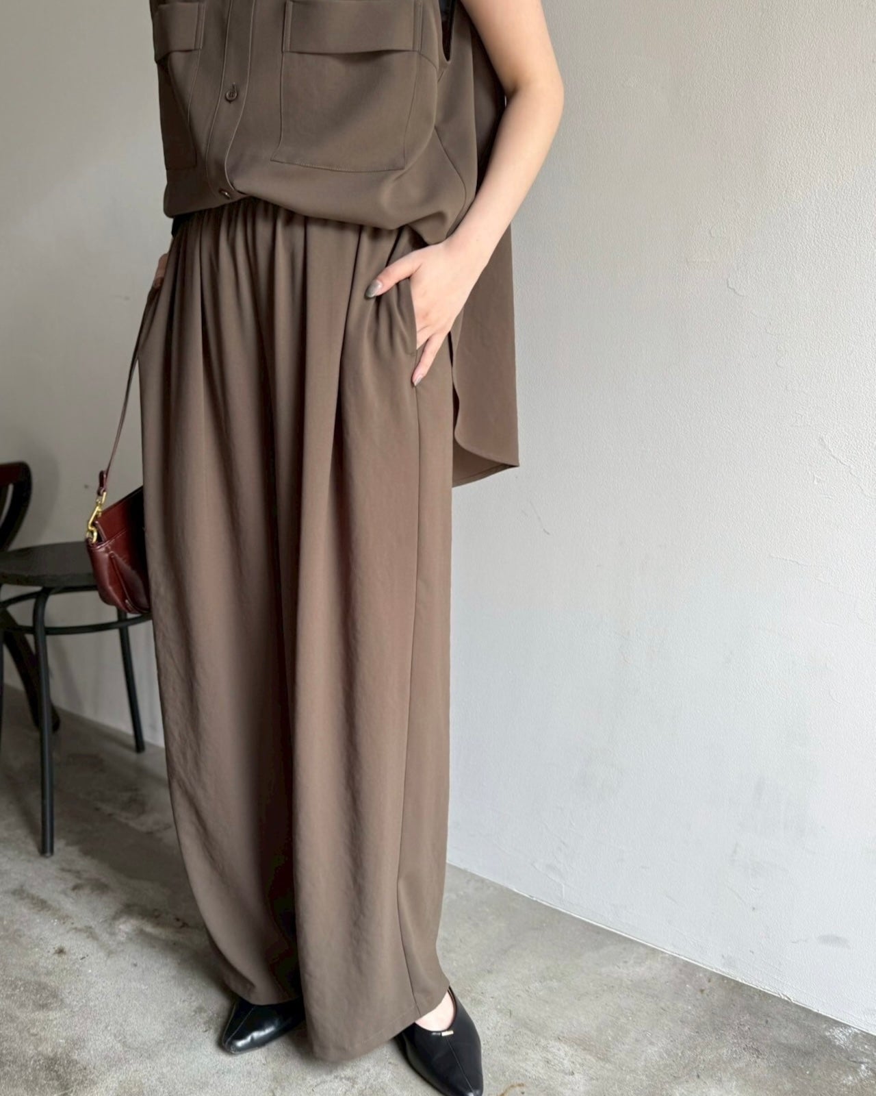 8月1日ライブ<br> cafune mat stretch georgette wide easy pants