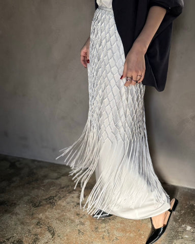 cafune<br> knit fringe wrap skirt
