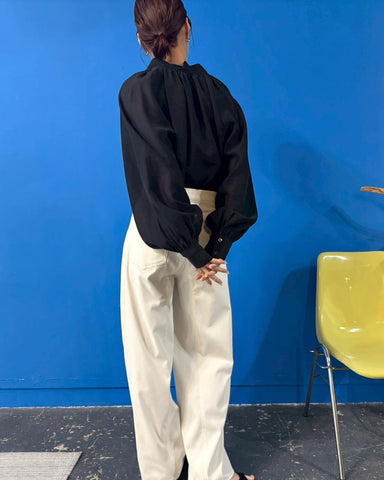3月8日ライブ cafune<br> sheer tencel bowtie blouse