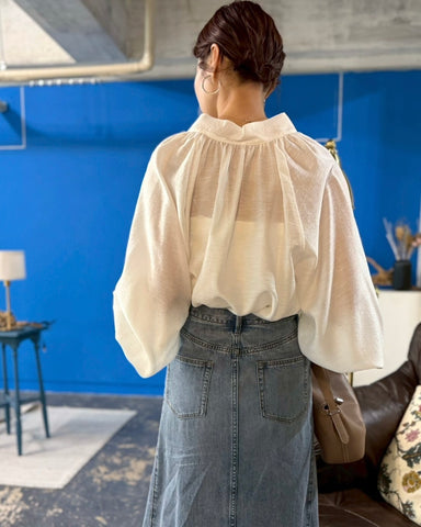 3月8日ライブ cafune<br> sheer tencel bowtie blouse