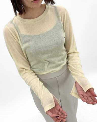 cafune<br> cotton gauze slit sleeve tops