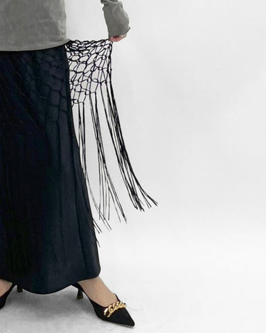 cafune<br> knit fringe wrap skirt
