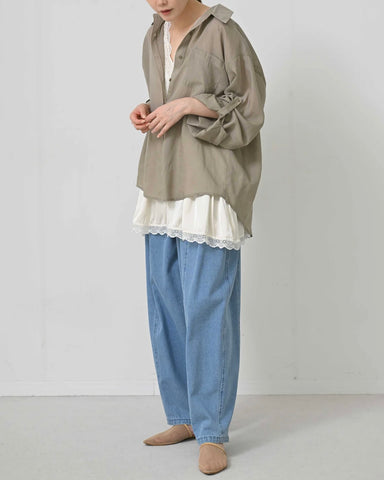 7月17日ライブ HERENCIA<br> Sheer Linen Collar Blouse