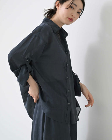 7月17日ライブ HERENCIA<br> Sheer Linen Collar Blouse