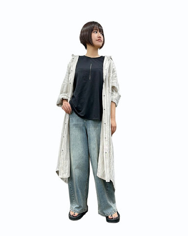 5月29日ライブ ayane<br>ピンストライプロングシャツ