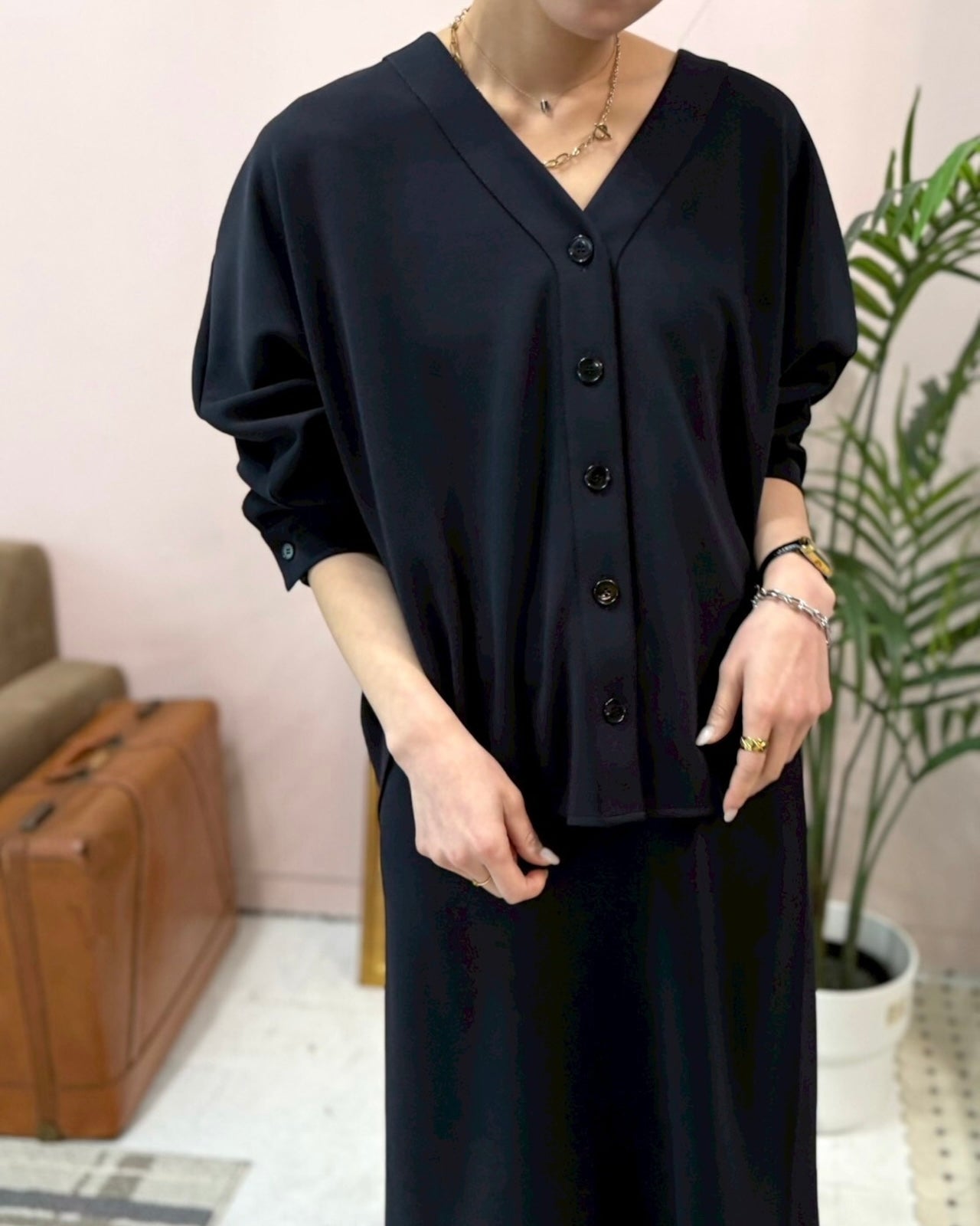 cafune<br> double knit cardigan blouse