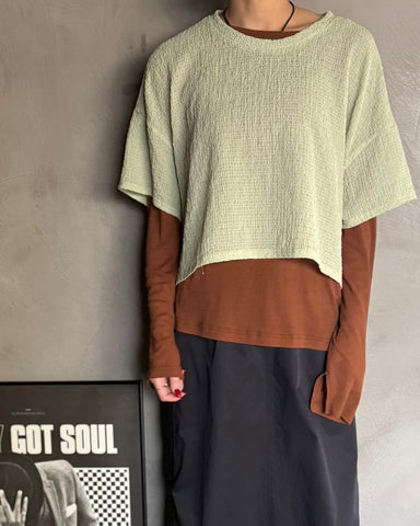 cafune<br> cotton gauze slit sleeve tops