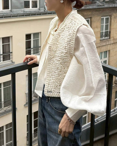 3月8日ライブ cafune<br> sheer tencel bowtie blouse