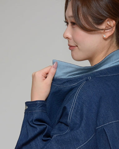Praia<br> ワンウォッシュ・ライトオンスデニムロングシャツ