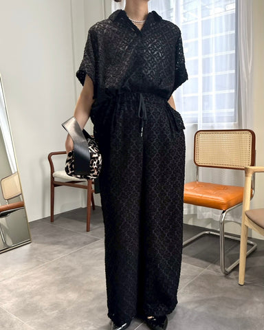 7月17日ライブ cafune<br> cut jacquard half sleeve shirt