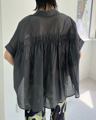 HERENCIA<br> Back Shirred Collar Blouse