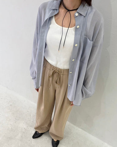 cafune<br> linen like sheer relax shirt