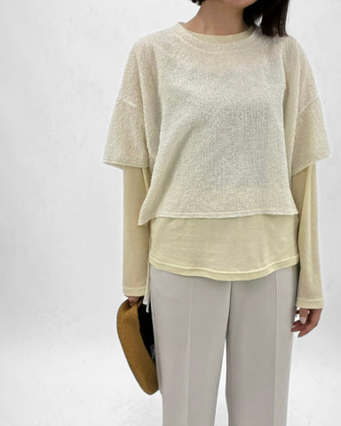 cafune<br> cotton gauze slit sleeve tops