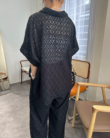 7月17日ライブ cafune<br> cut jacquard half sleeve shirt