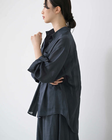 7月17日ライブ HERENCIA<br> Sheer Linen Collar Blouse