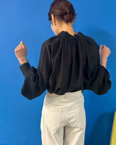 3月8日ライブ cafune<br> sheer tencel bowtie blouse