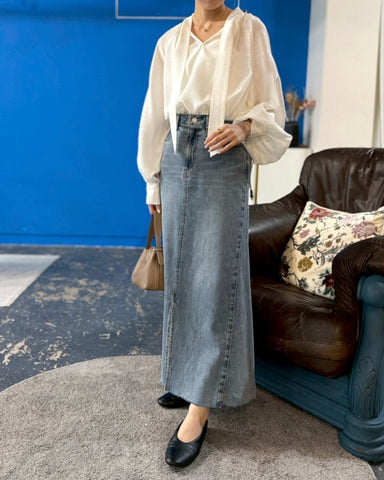 3月8日ライブ cafune<br> sheer tencel bowtie blouse