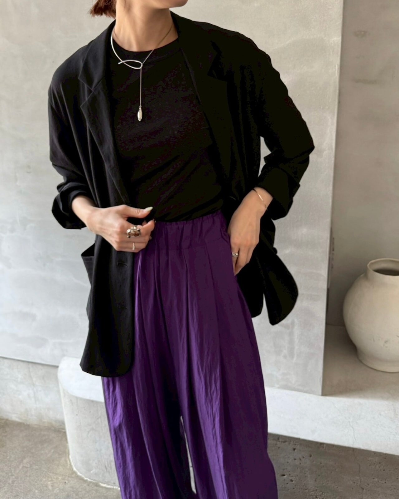 cafune<br> mat stretch georgette tailored jacket