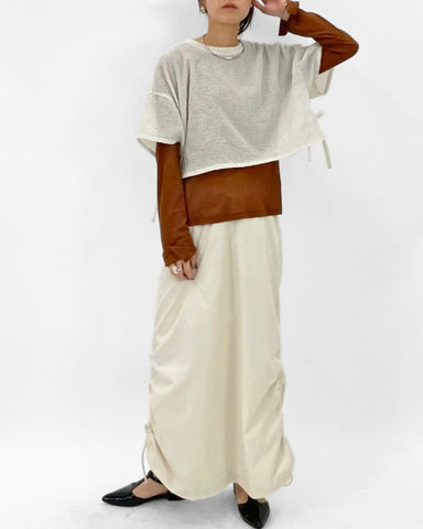 cafune<br> cotton gauze slit sleeve tops