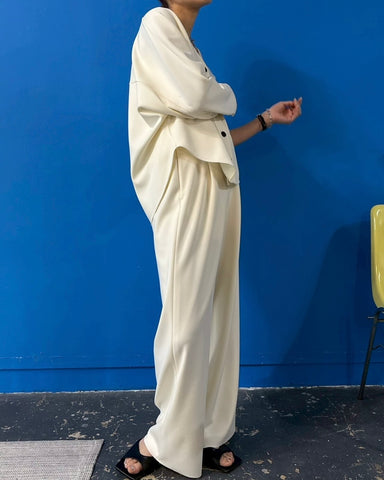 cafune<br> double knit easy wide pants