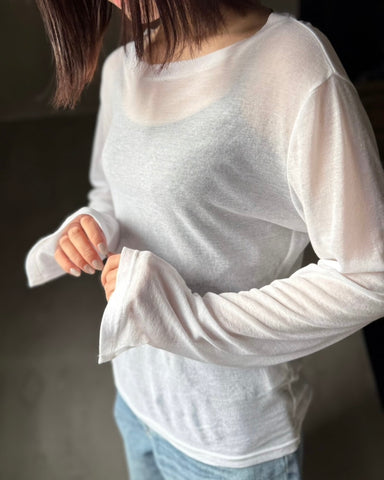 cafune<br> cotton gauze slit sleeve tops