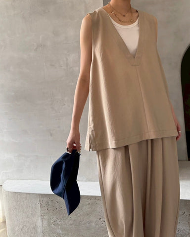 cafune<br> drape washer V neck vest