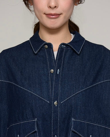 Praia<br> ワンウォッシュ・ライトオンスデニムロングシャツ