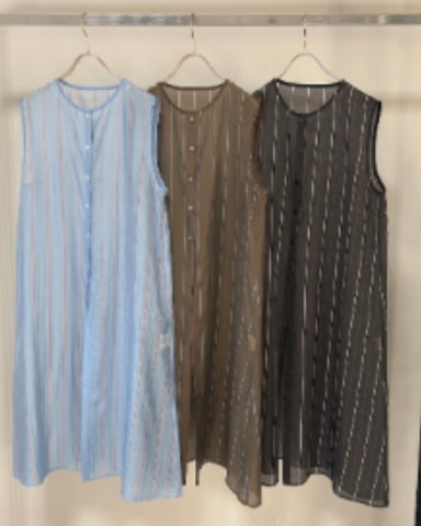 4月3日ライブ Margaux Vintage<br>シアーストライプノースリーブPO