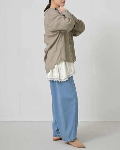 7月17日ライブ HERENCIA<br> Sheer Linen Collar Blouse
