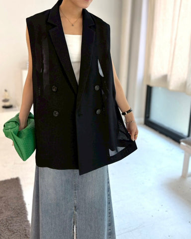 3月8日ライブ cafune<br> tweed like mesh double gilet