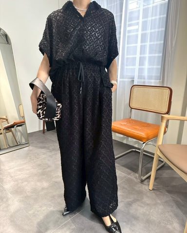 7月17日ライブ cafune<br> cut jacquard half sleeve shirt