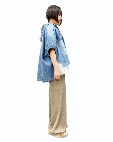 ayane<br>ストレッチダンガリーポンチョ