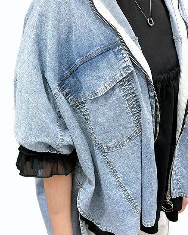 ayane<br>ストレッチダンガリーポンチョ