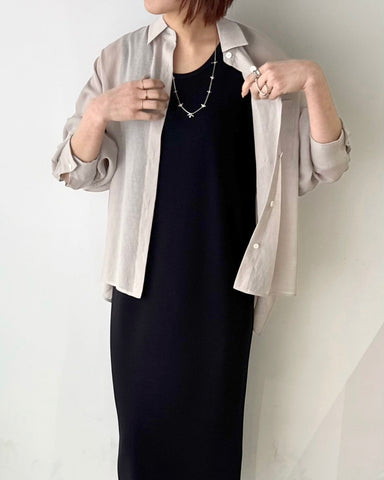 cafune<br> linen like sheer relax shirt