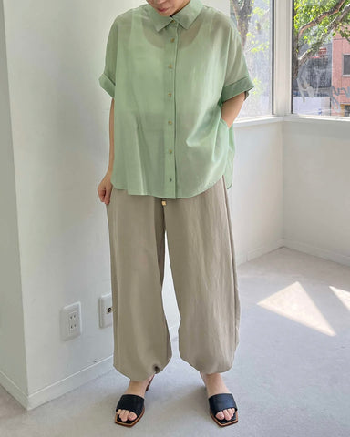 HERENCIA<br> Back Shirred Collar Blouse