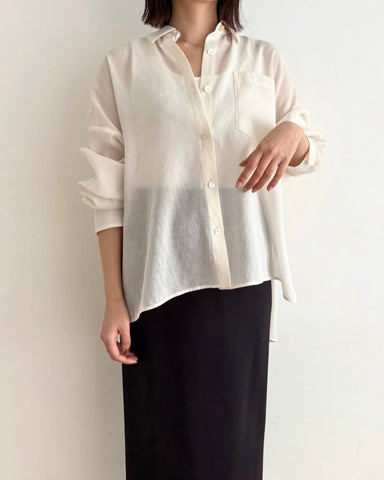 cafune<br> linen like sheer relax shirt