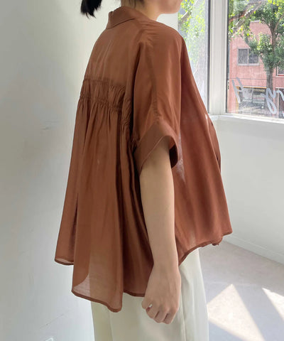 HERENCIA<br> Back Shirred Collar Blouse