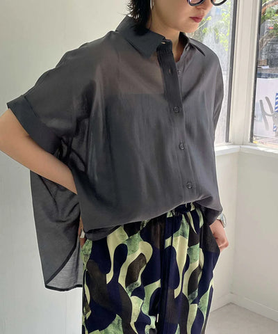 HERENCIA<br> Back Shirred Collar Blouse