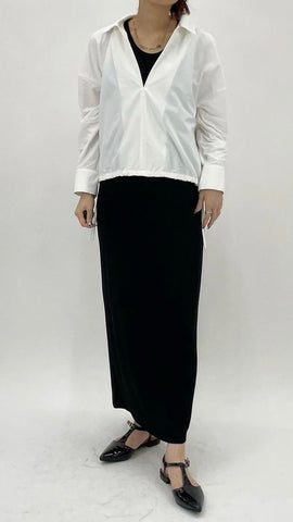 cafune<br> cotton like nylon skipper blouse