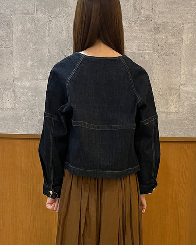10月13日ライブ<br> MargauxVintage <br> 再入荷gold button no collar denim jacket