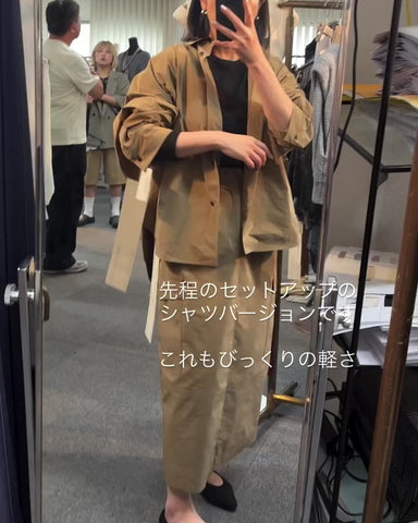 cafune<br>スェード調タフタオーバーシャツ
